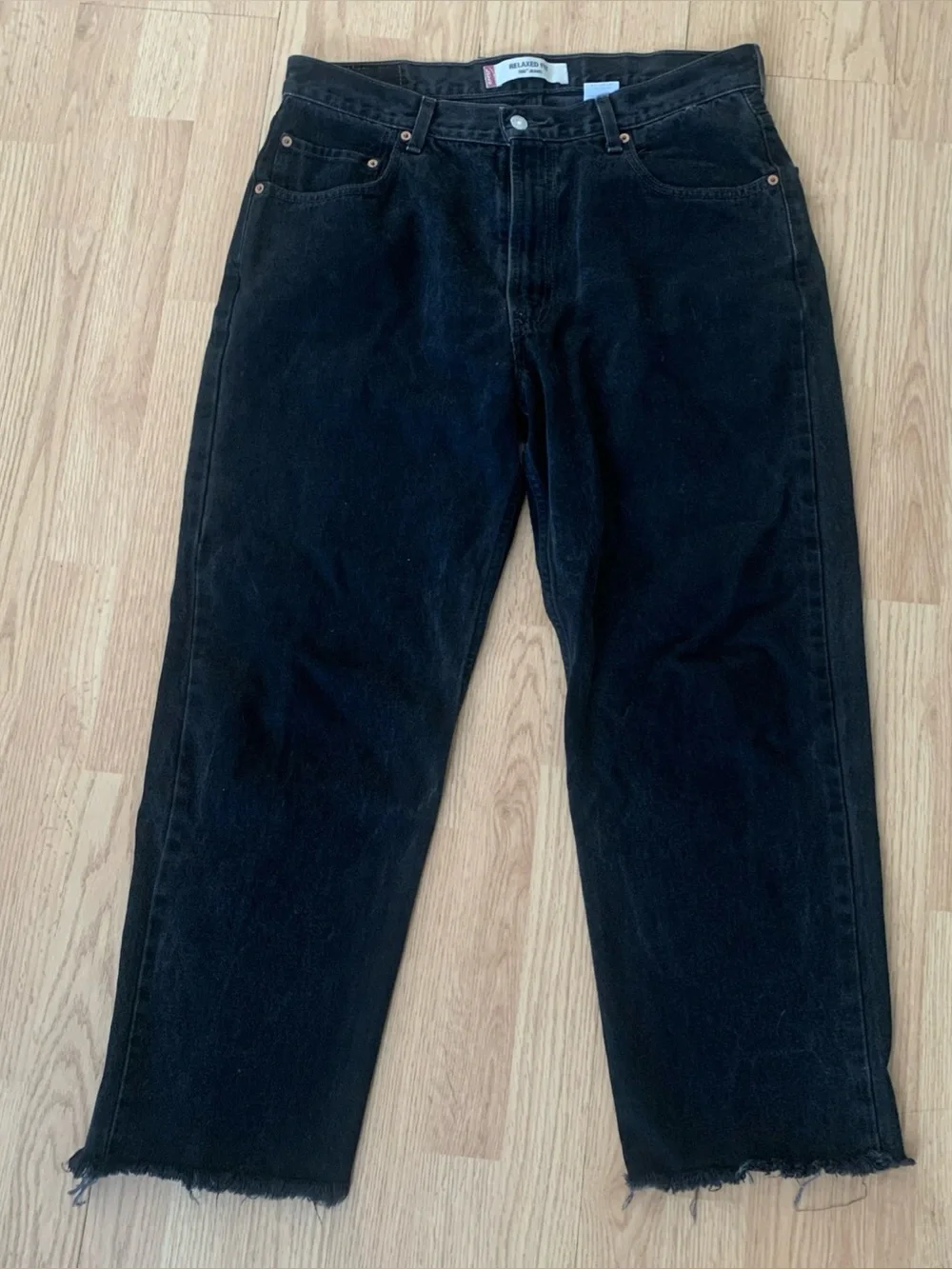 VTG Levi’s 550 Relaxed Fit 100% Cotton Black Row Hem Y2K 90s 36x30 Hipster